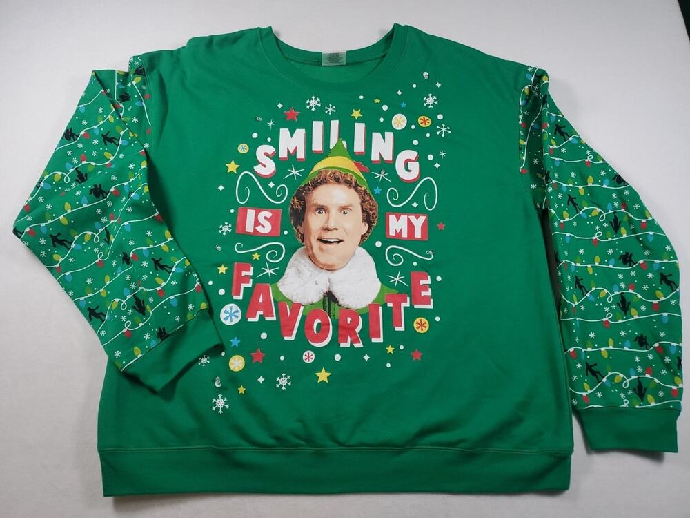 ELF Buddy The Elf SMILING IS MY FAVORITE Light Up XXXL Christmas Shirt Sweater